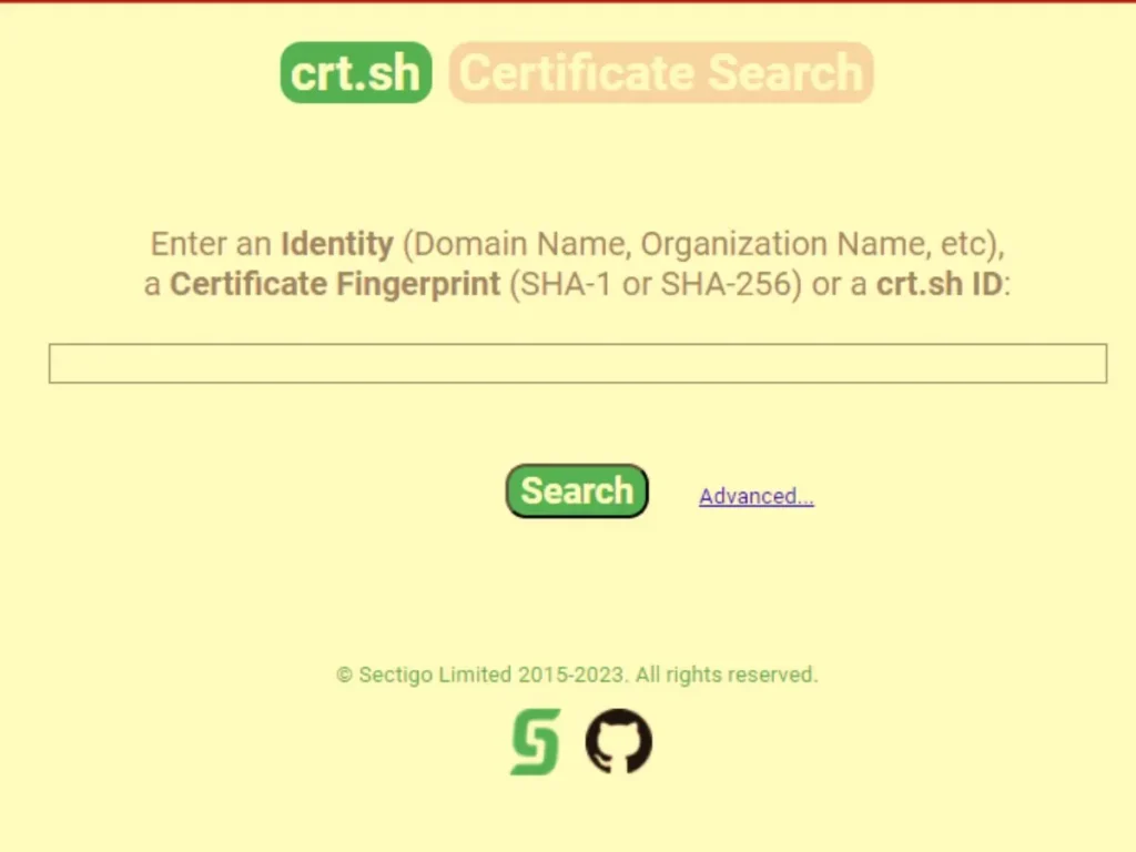 Free CT Log Certificate Search Tool from Sectigo